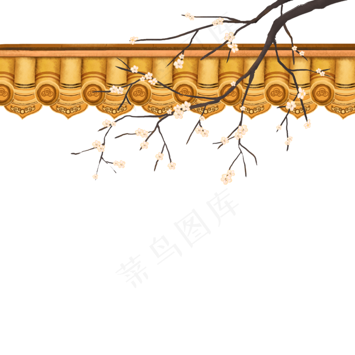 标题:国风手绘大气屋檐建筑(2000X2000(DPI:300))psd模版下载