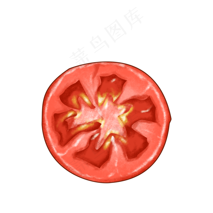 红色新鲜番茄西红柿果蔬写实手绘(2000X2000(DPI:300))psd模版下载
