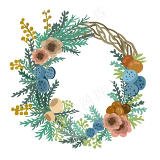 圣诞节圣诞花环冷色调