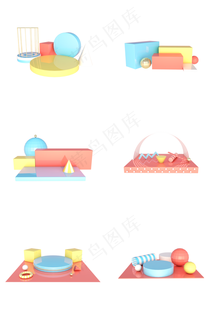 C4D立体电商场景舞台展台摆放台合,免抠元素(2000*3020px 300 dpi )psd模版下载