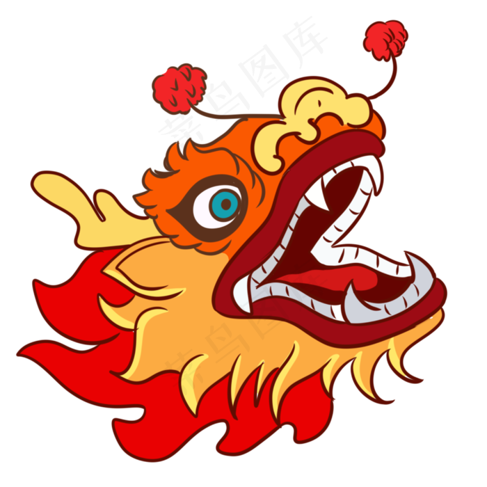 手绘花朵龙头插画,免抠元素