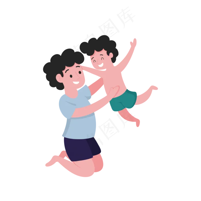 父亲节父子洗澡人物(2000X2000(DPI:300))psd模版下载