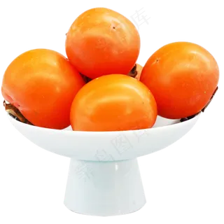 白色果盘柿子