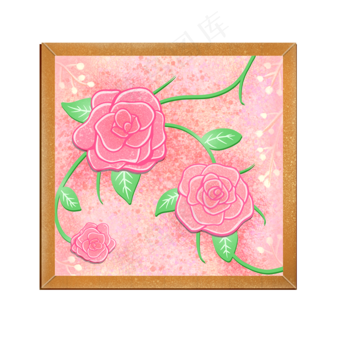 唯美粉色玫瑰画(3000X3000(DPI:300))psd模版下载