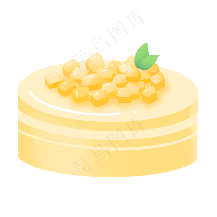 小清新食物芒果慕斯蛋糕(2000X2000(DPI:300))psd模版下载