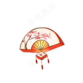 中国风扇子灯笼手绘图案免扣免费,免抠元素