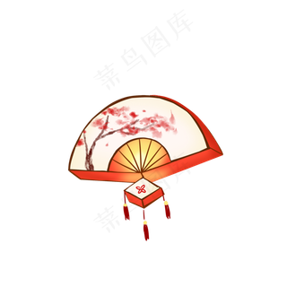 中国风扇子灯笼手绘图案免扣免费,免抠元素