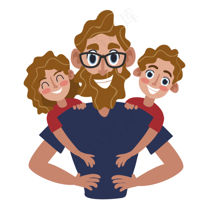 开心孩子和爸爸矢量素材