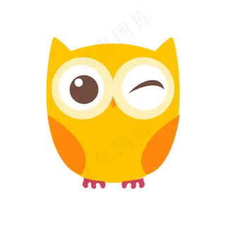 黄色猫头鹰动物,免抠元素