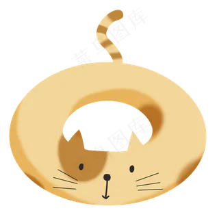 夏日黄色猫猫游泳圈素材