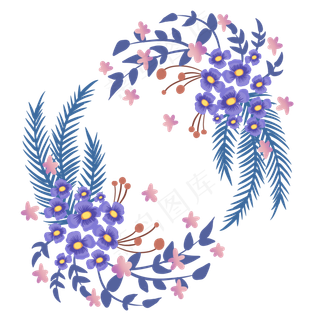 唯美蓝色小花花环