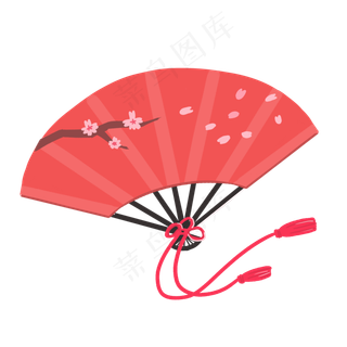 一把红色日式折扇,免抠元素