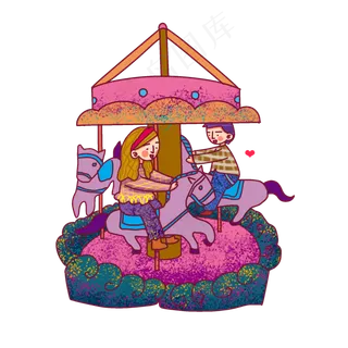 卡通风格春日情侣烂漫踏青出游