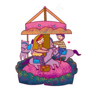 卡通风格春日情侣烂漫踏青出游