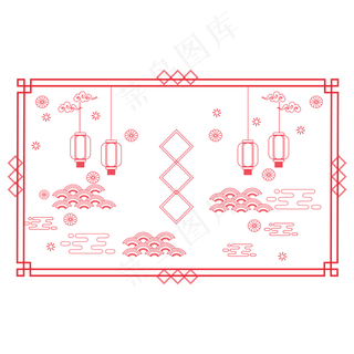 红色鼠年新年剪纸装饰,免抠元素