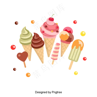 美丽凉爽美味卡通夏日饮品冰淇淋