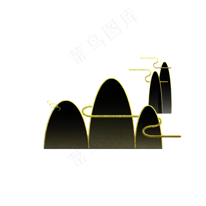 简易黑金中国风山水(2000X2000(DPI:300))psd模版下载