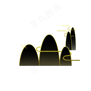 简易黑金中国风山水