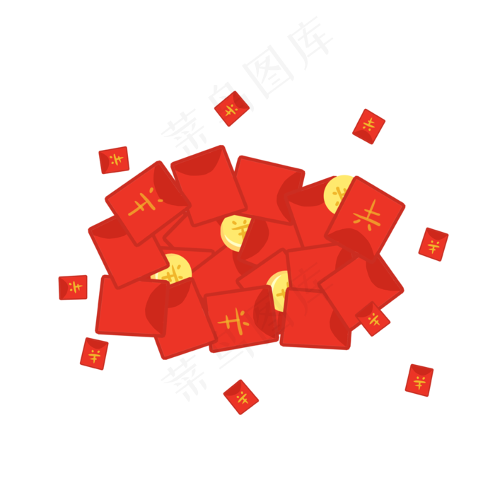 堆积红包金币过新年,免抠元素(2362X2362(DPI:300))psd模版下载