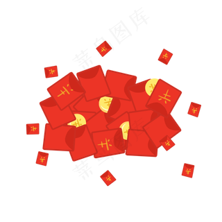 堆积红包金币过新年,免抠元素