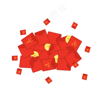 堆积红包金币过新年,免抠元素