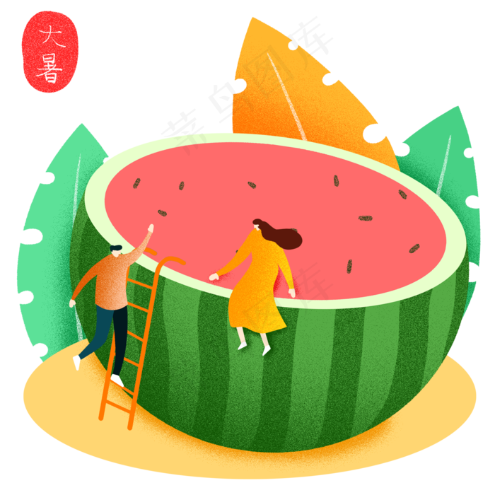 大暑半个西瓜(2000X2000(DPI:300))psd模版下载