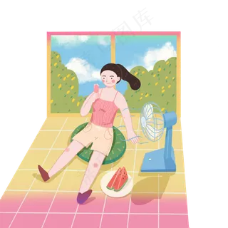 夏日少女西瓜风扇