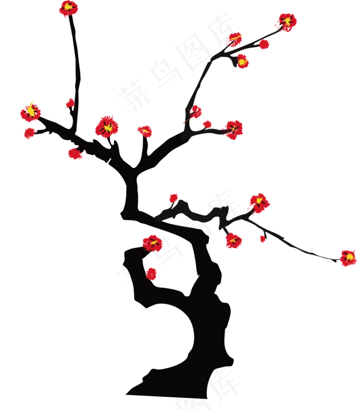 水墨风红梅(2000X2000(DPI:300))ai矢量模版下载