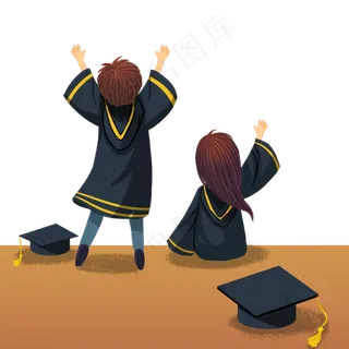 毕业季穿博士服学士服背影插图