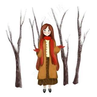 冬季卡通人物素材,免抠元素