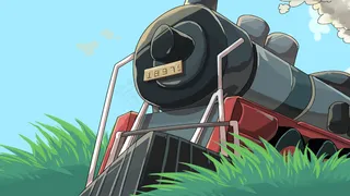 卡通手绘风出行方式火车配图