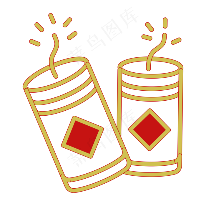 新年烟火炮竹装饰,免抠元素