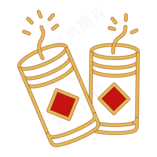 新年烟火炮竹装饰,免抠元素