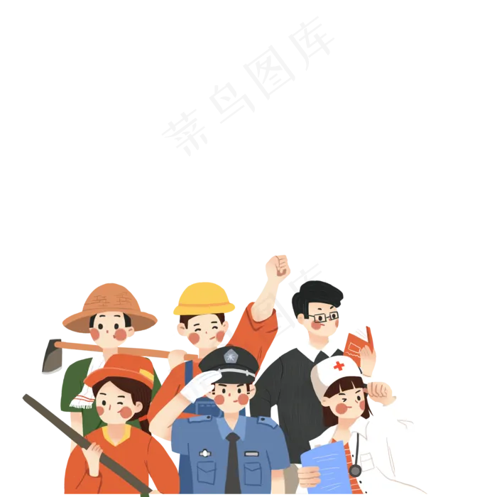 卡通社会人群免抠图(2000*2000px 300 dpi )psd模版下载