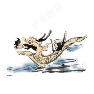 端午节赛龙舟水墨风手绘重彩