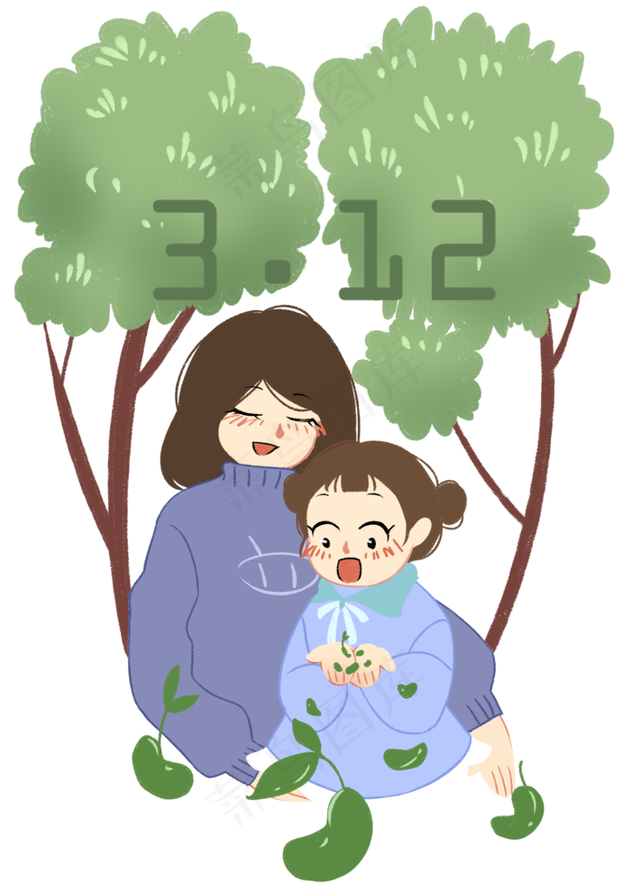 植树节人物和树木