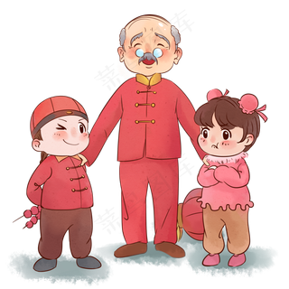 新年鼠年一家人喜气洋洋,免抠元素