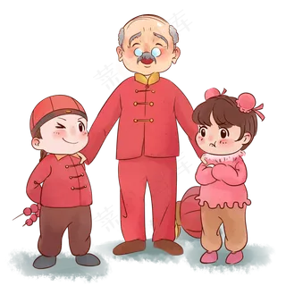 新年鼠年一家人喜气洋洋,免抠元素