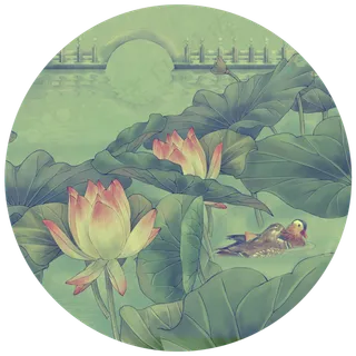 荷花园林鸳鸯白玉桥 荷花园林鸳鸯白玉桥