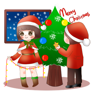 平安夜装饰圣诞树,免抠元素