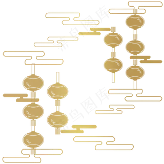 金线装饰春节灯笼,免抠元素