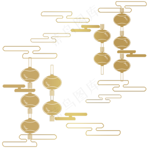 金线装饰春节灯笼,免抠元素
