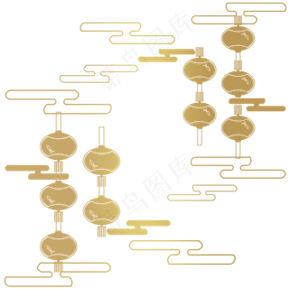金线装饰春节灯笼,免抠元素