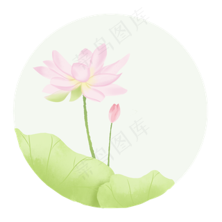 水墨水彩夏季荷花