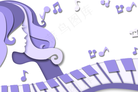 紫色音符女神节边框,免抠元素
