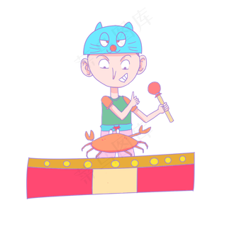 愚人节人物和螃蟹,免抠元素