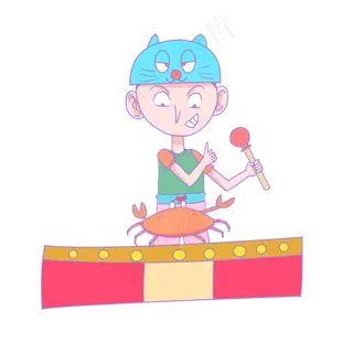 愚人节人物和螃蟹,免抠元素