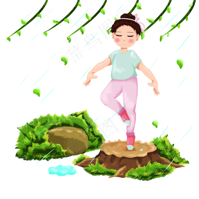 谷雨练太极女孩(2000*2000px 300 dpi )ai矢量模版下载