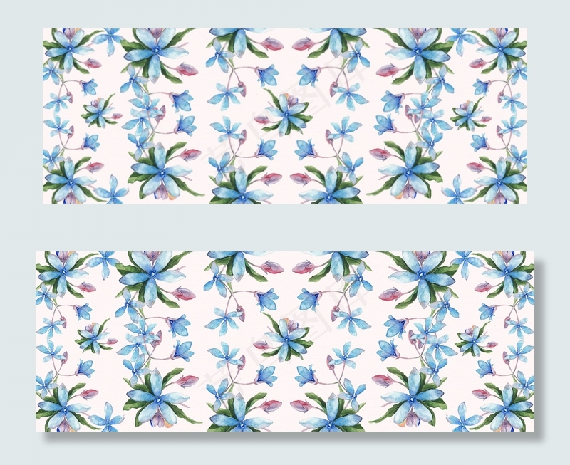 复古兰色花朵海报背景