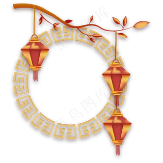 鼠年新年灯笼边框,免抠元素